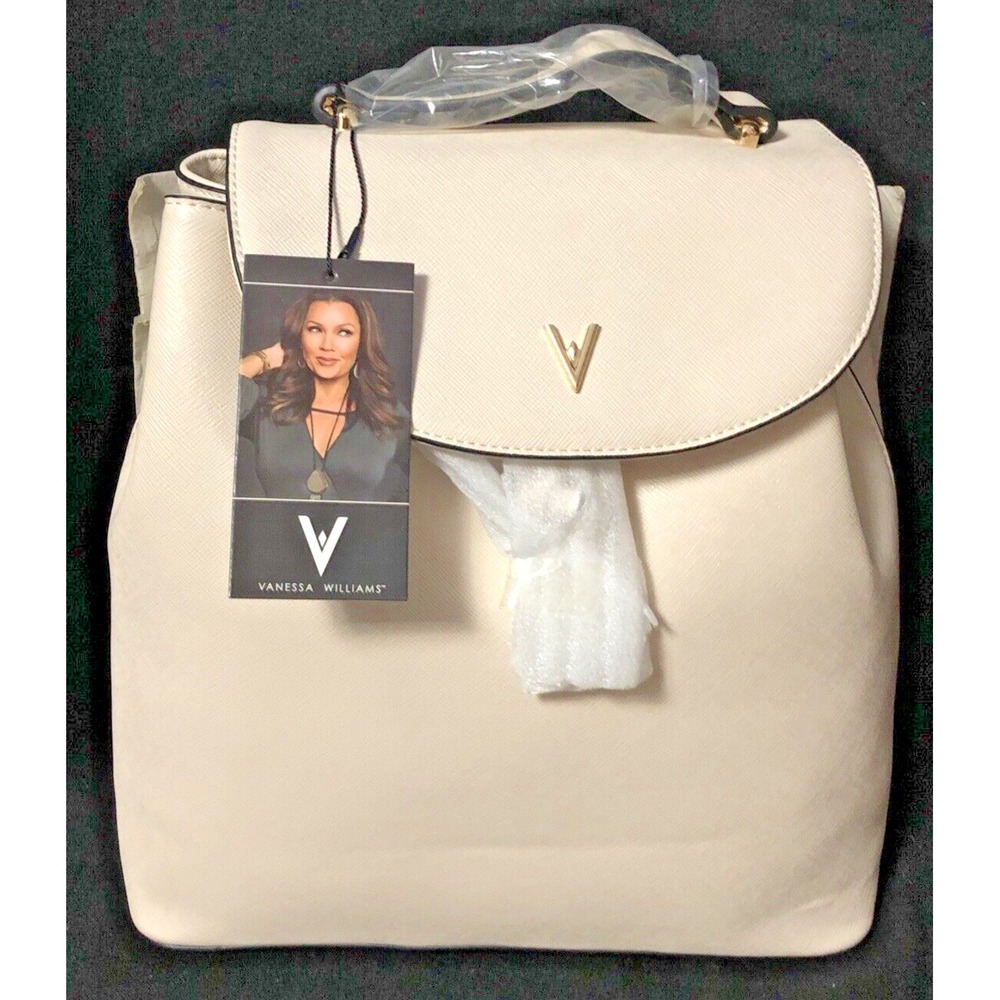 NWT Vanessa Williams Off White/Ivory Backpack Purse Faux Leather Lush Collection